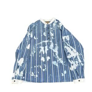 Vintage Shirt Men Xl Blue Striped Art Dye